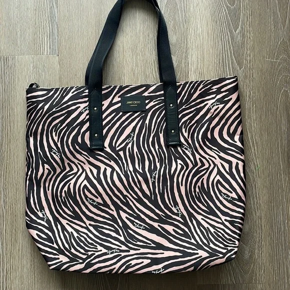 Jimmy Choo | Bags | New Jimmy Choo Candice Large Zebra Print Nylon 